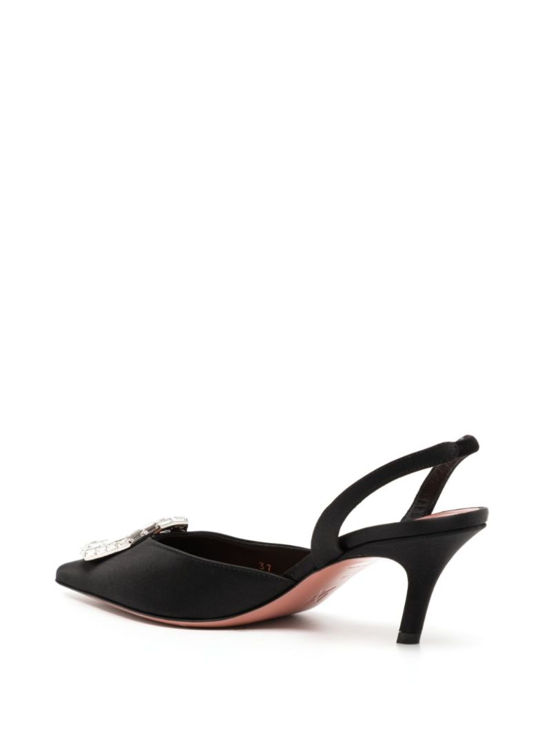 Black Camelia 60 Crystal Slingback Pumps
