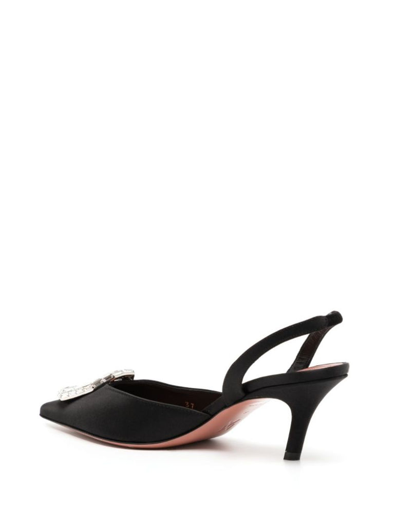 Black Camelia 60 Crystal Slingback Pumps