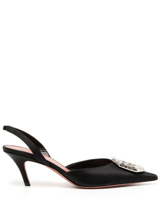 Black Camelia 60 Crystal Slingback Pumps