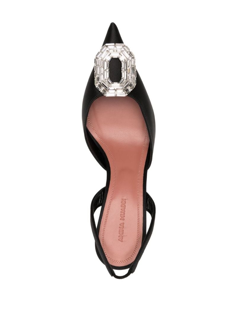 Black Camelia 60 Crystal Slingback Pumps