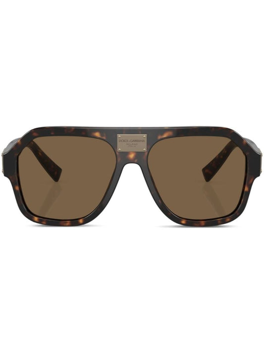 Brown Dg Plaque Pilot Sunglasses