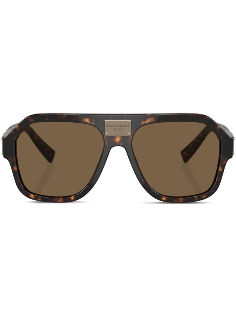 Brown Dg Plaque Pilot Sunglasses