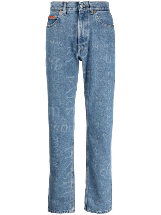 Blue London Print Straight Leg Jeans