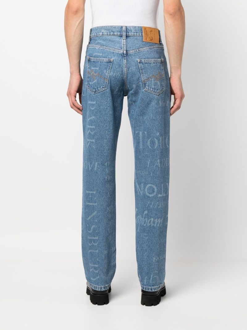 Blue London Print Straight Leg Jeans