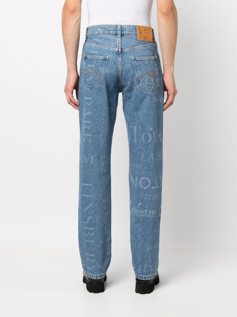 Blue London Print Straight Leg Jeans