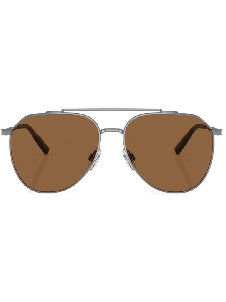 Silver-tone Diagonal Cut Pilot Sunglasses