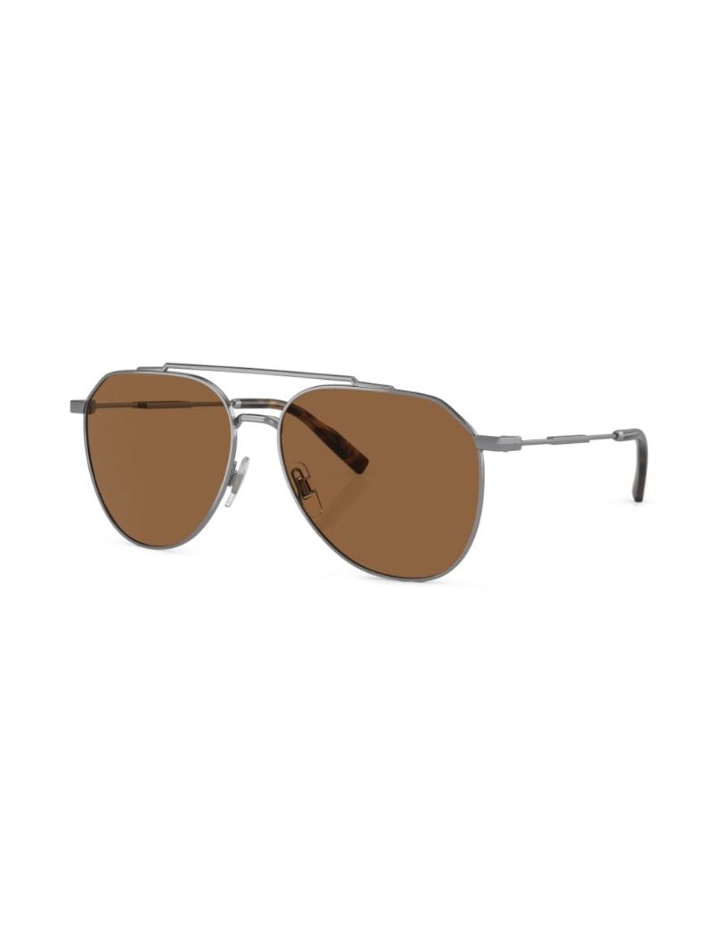 Silver-tone Diagonal Cut Pilot Sunglasses