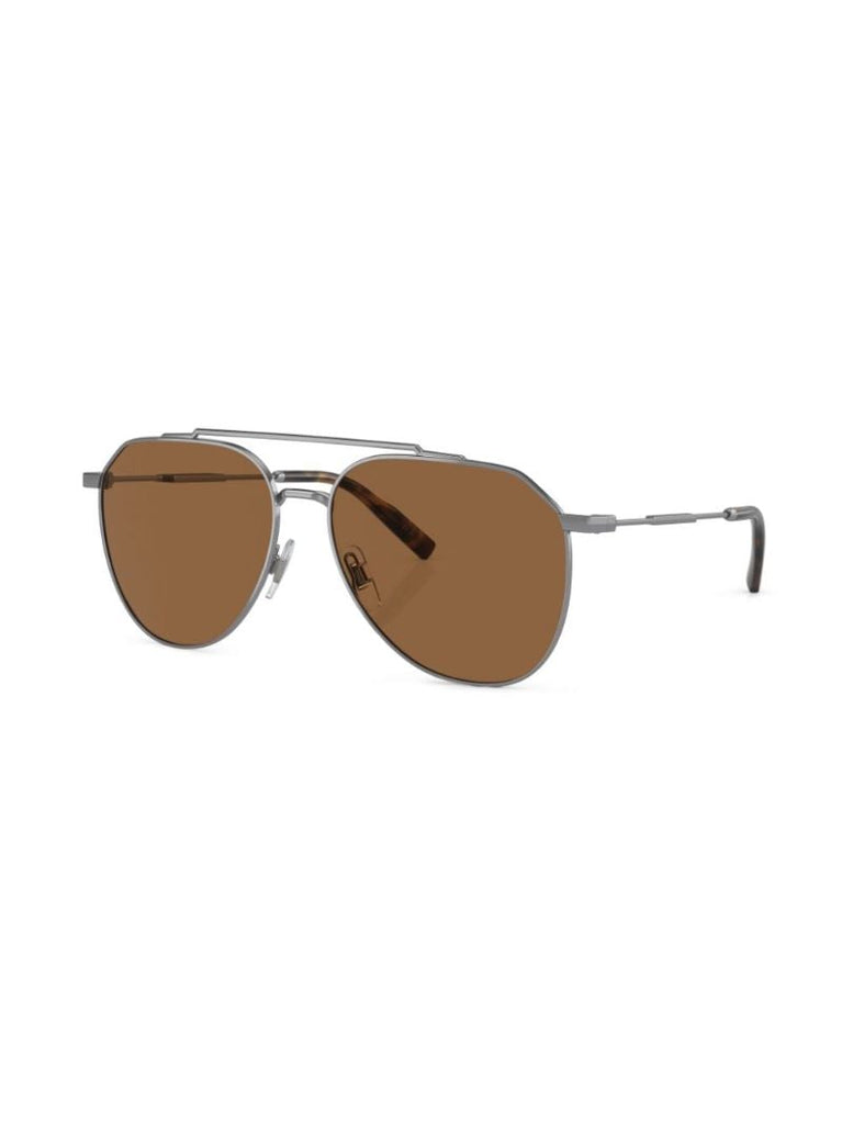 Silver-tone Diagonal Cut Pilot Sunglasses