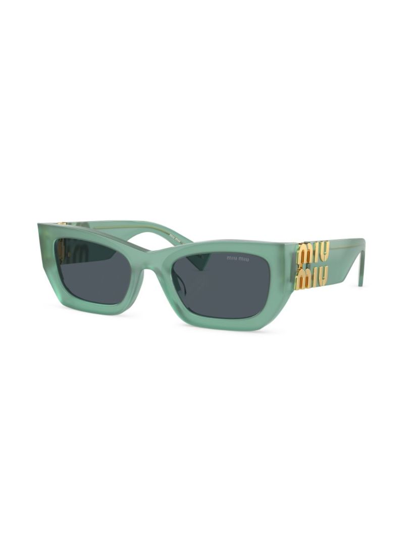 Green Logo Plaque Rectangle Sunglasses