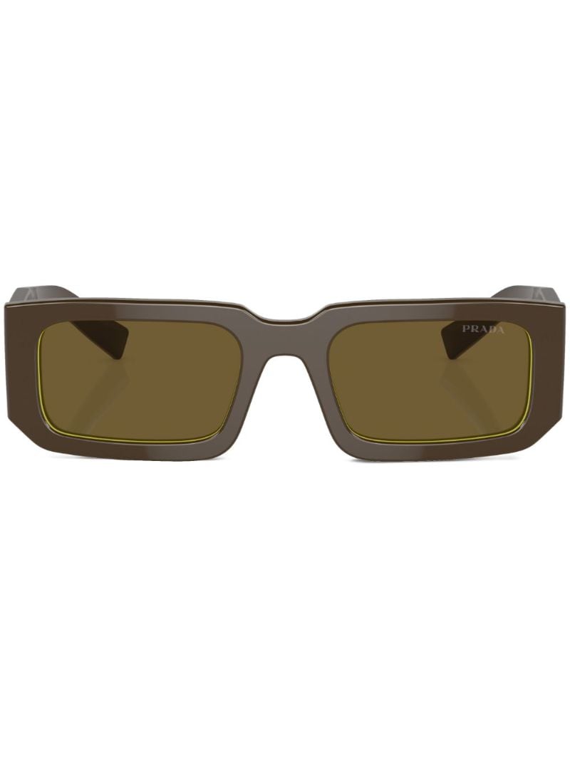 Brown Logo Print Rectangle Frame Sunglasses
