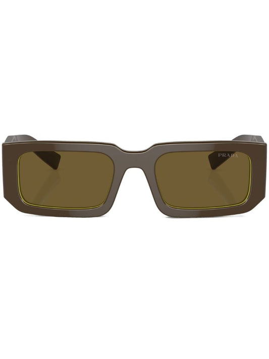Brown Logo Print Rectangle Frame Sunglasses