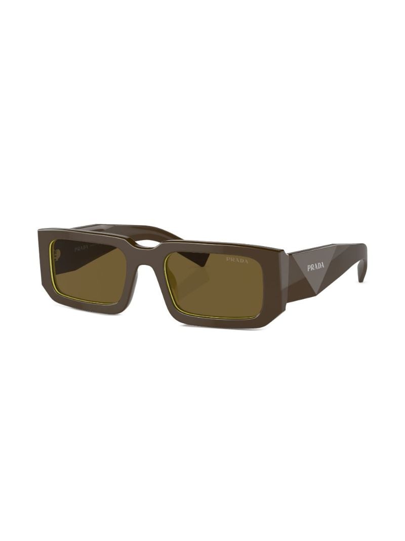 Brown Logo Print Rectangle Frame Sunglasses