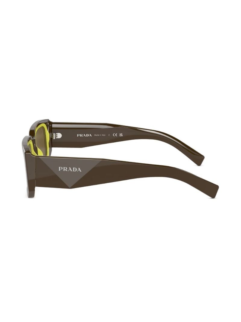 Brown Logo Print Rectangle Frame Sunglasses