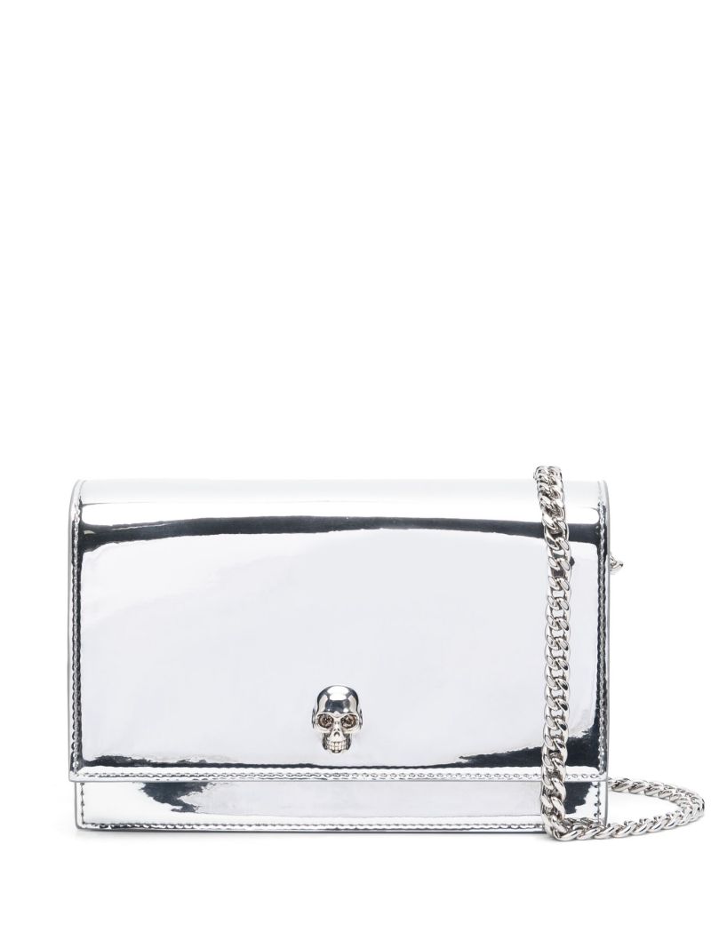 Silver-tone Small Skull Clutch Bag