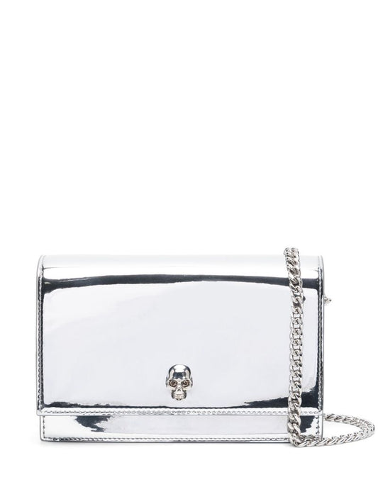 Silver-tone Small Skull Clutch Bag