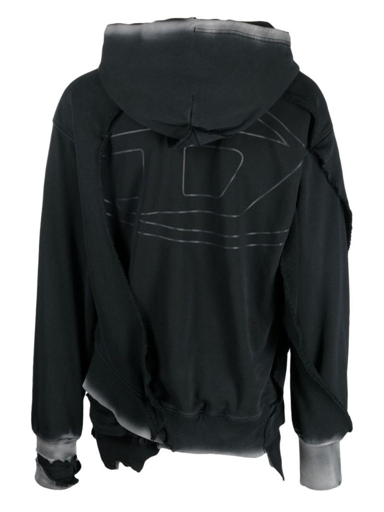 Black S-strahoop Double-layer Cotton Hoodie
