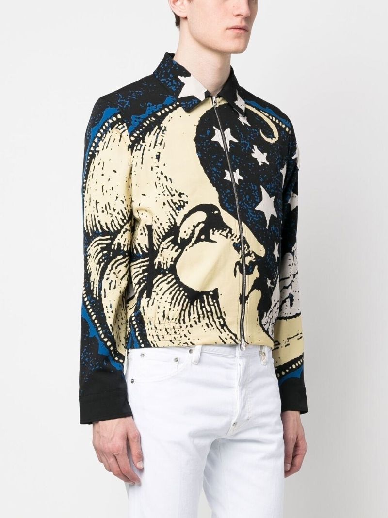 Black Moonscape Printed Shirt Jacket