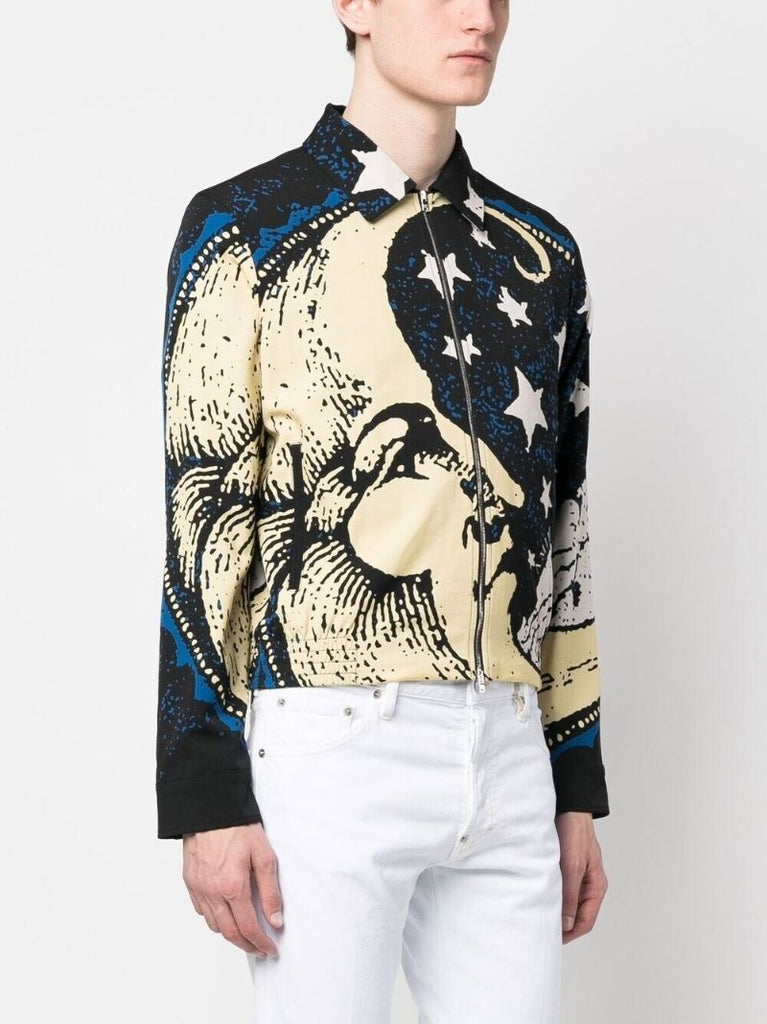 Black Moonscape Printed Shirt Jacket