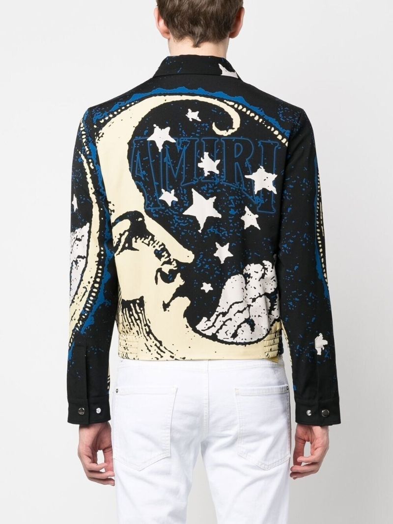 Black Moonscape Printed Shirt Jacket