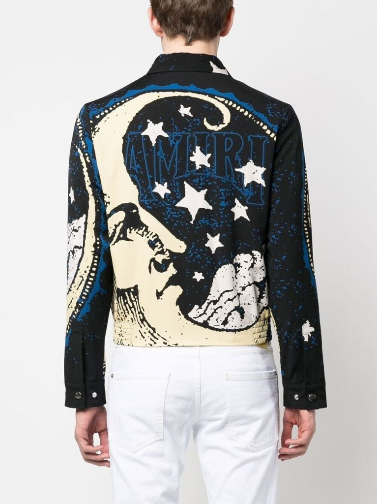 Black Moonscape Printed Shirt Jacket