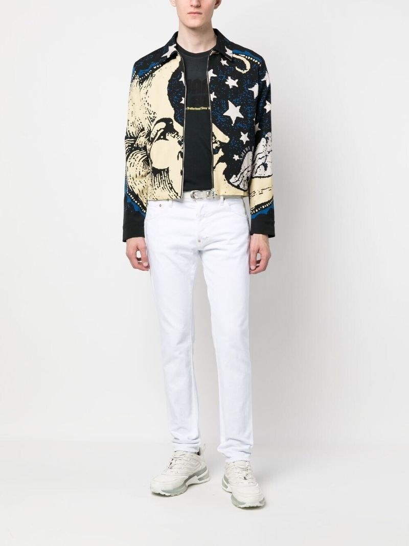 Black Moonscape Printed Shirt Jacket