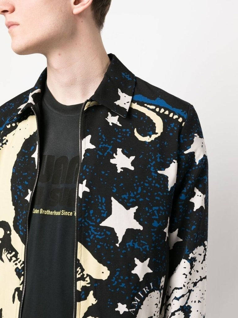 Black Moonscape Printed Shirt Jacket