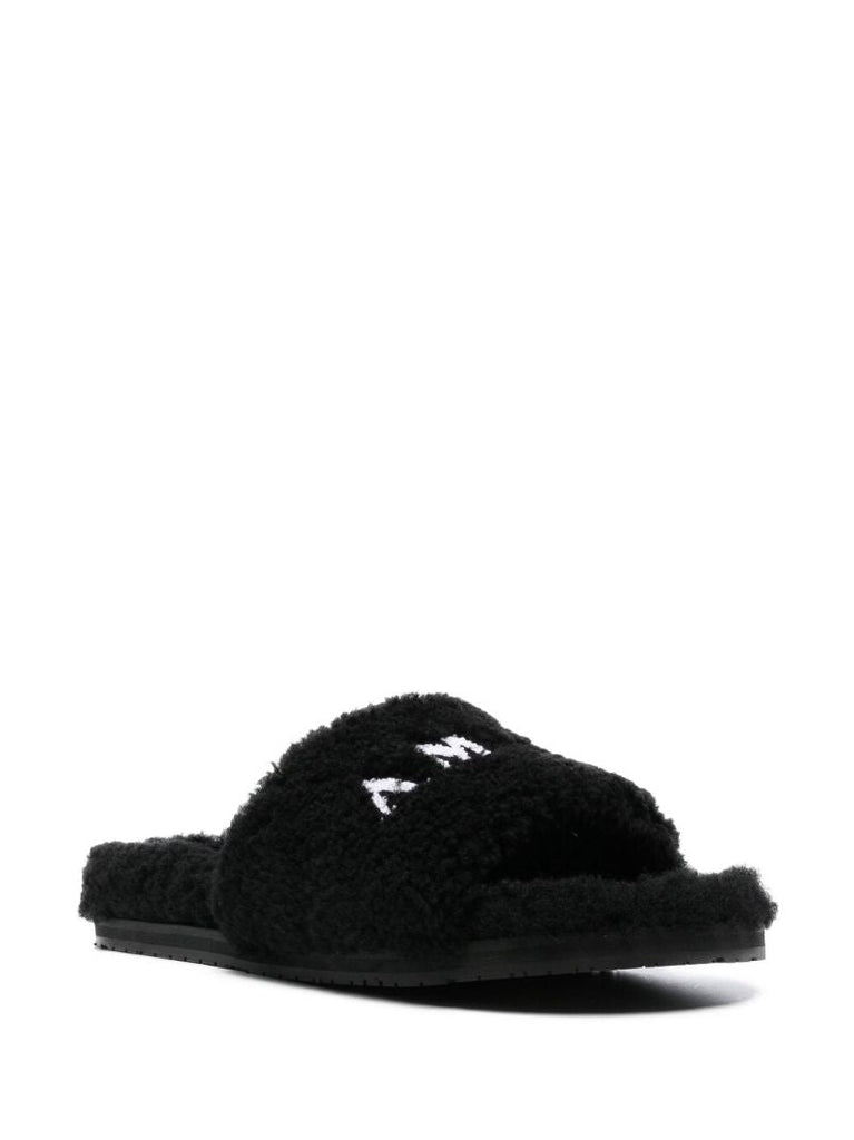 Black Embroidered Logo Slides