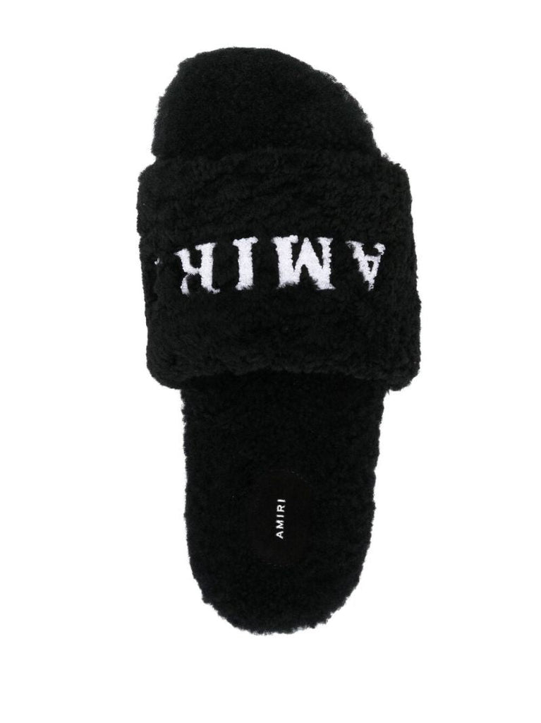 Black Embroidered Logo Slides