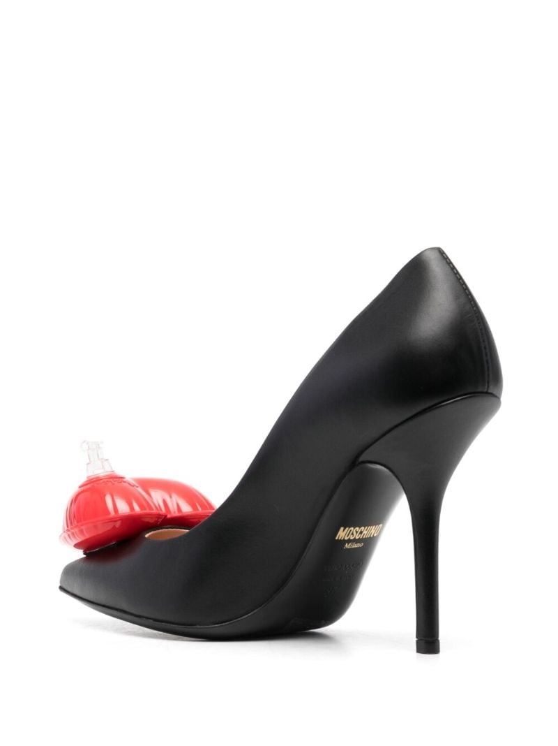 Black 100 Heart-embellished Leather Pumps
