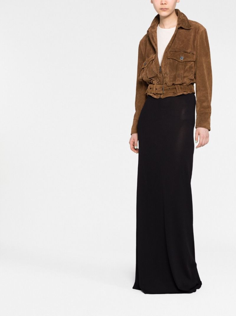 Black Asymmetric-hem Maxi Skirt