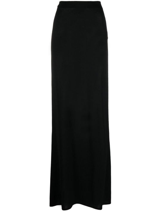 Black Asymmetric-hem Maxi Skirt