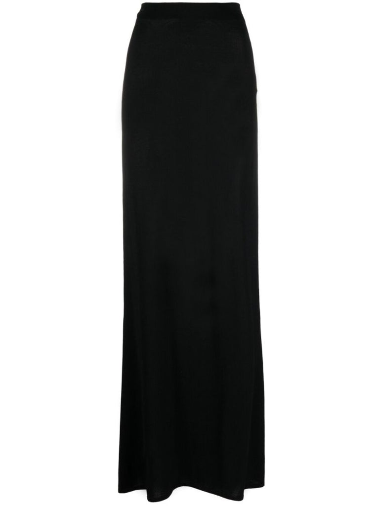 Black Asymmetric-hem Maxi Skirt
