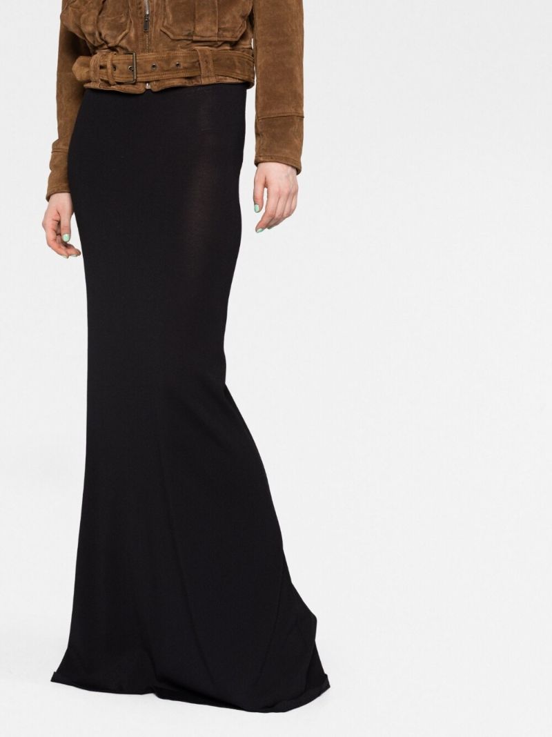 Black Asymmetric-hem Maxi Skirt