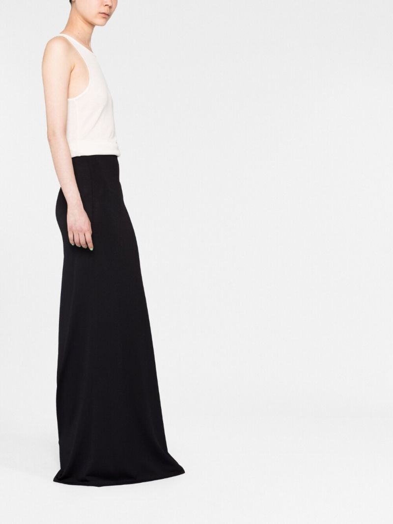Black Asymmetric-hem Maxi Skirt