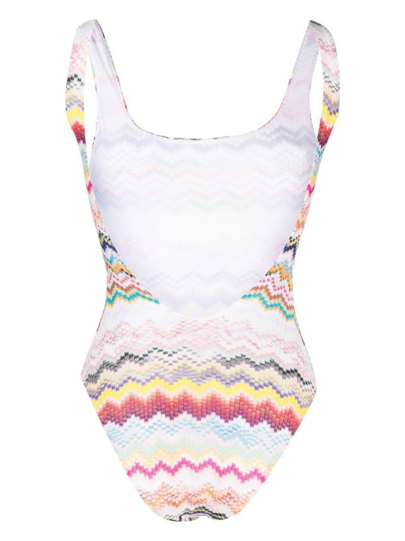 White Zigzag Pattern Swimsuit