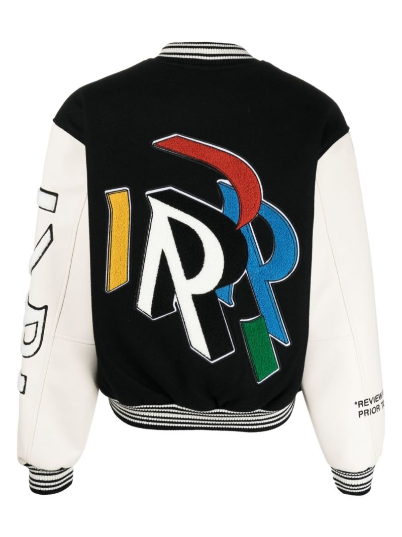 Black Initial Patch Varsity Jacket