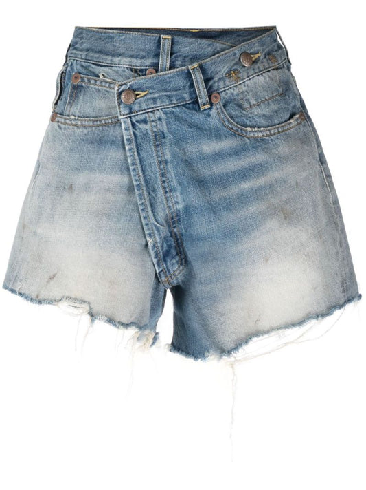 Blue Crossover Denim Shorts