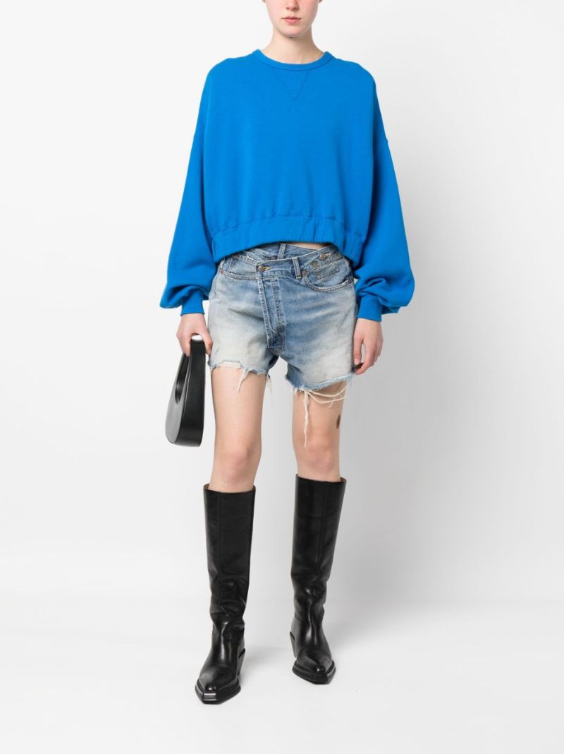 Blue Crossover Denim Shorts