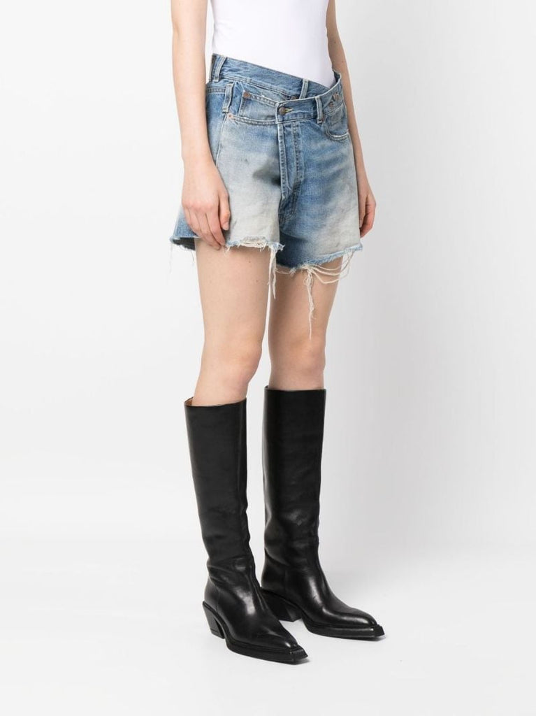 Blue Crossover Denim Shorts