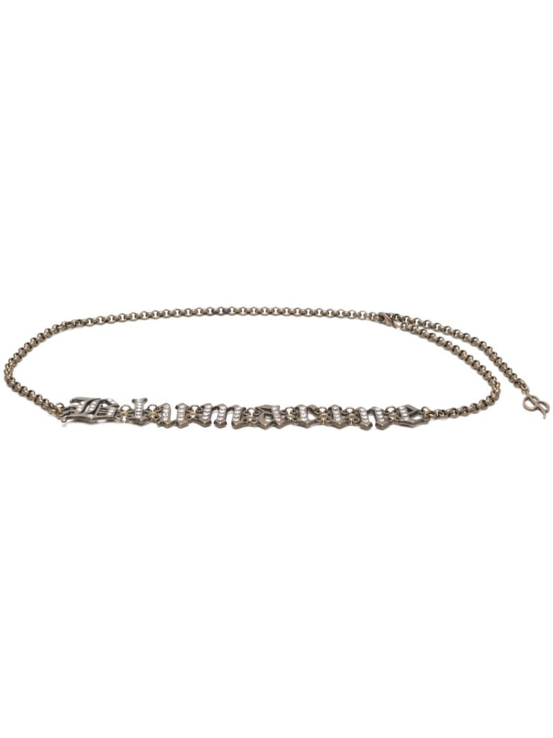 Gold-tone Logo Charm Crystal Embellished Bracelet