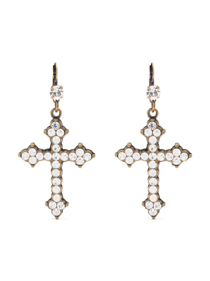 Gold-tone Crystal Embellished Drop Earrings
