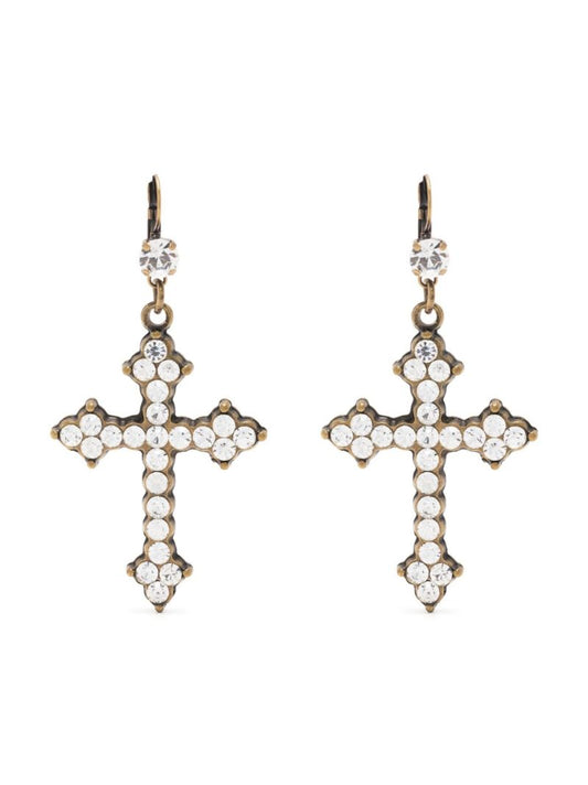 Gold-tone Crystal Embellished Drop Earrings