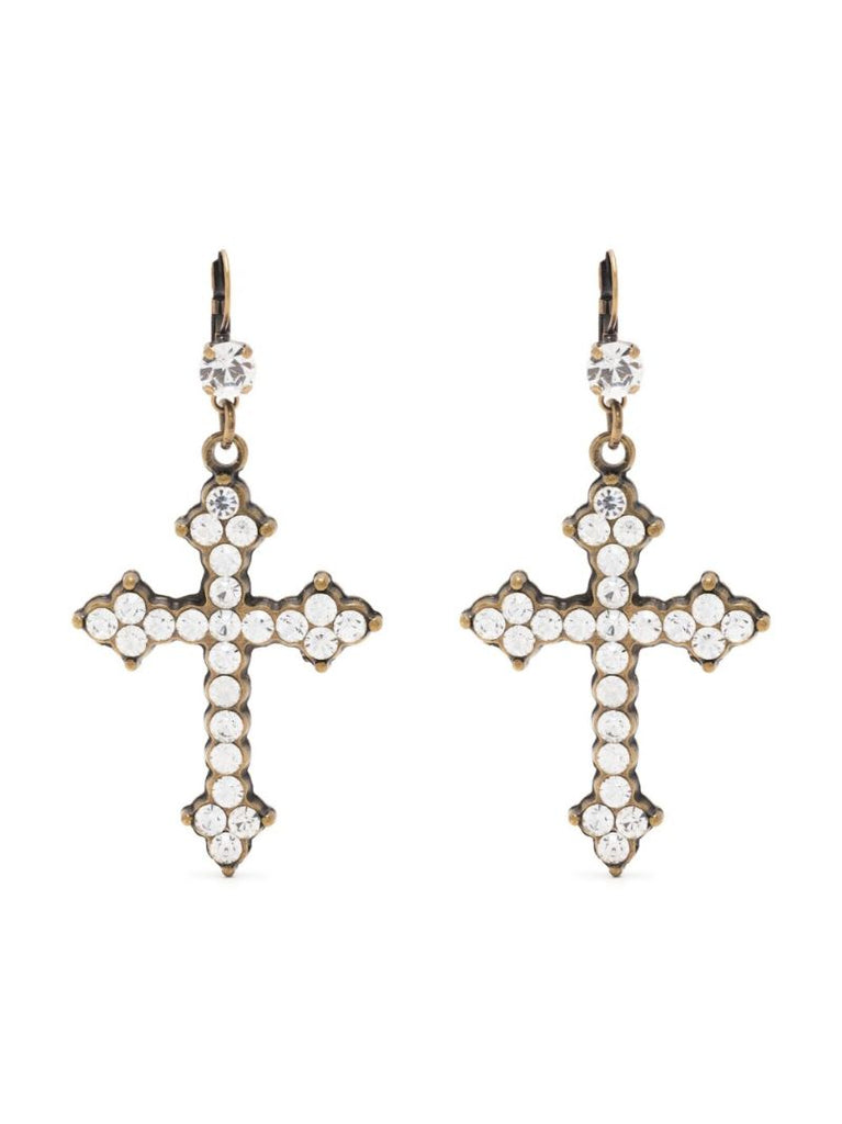 Gold-tone Crystal Embellished Drop Earrings