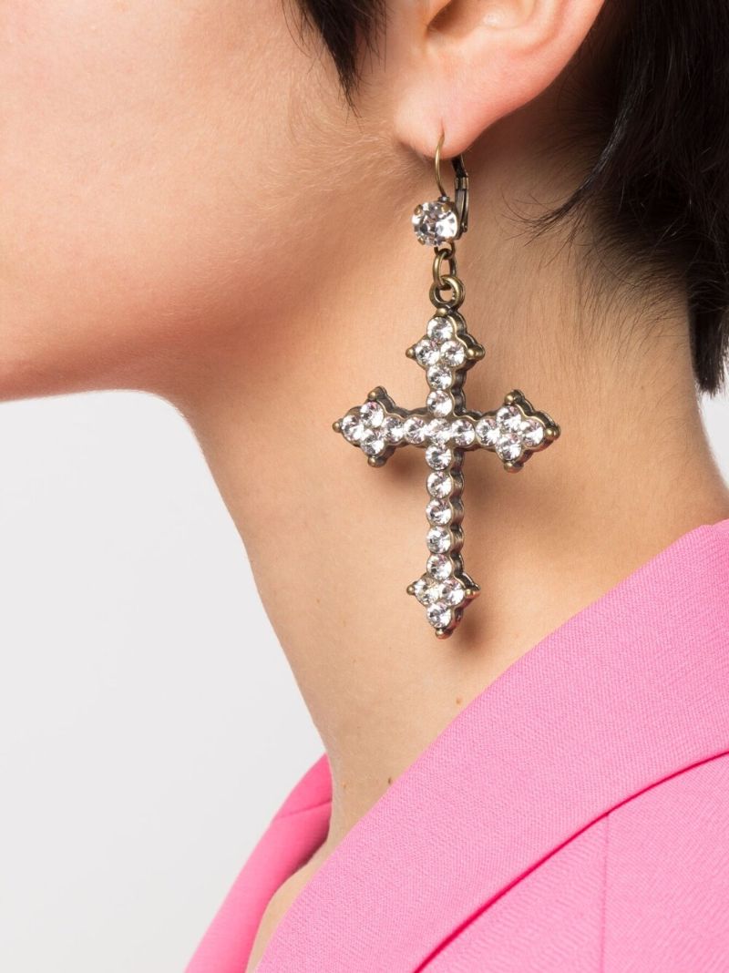 Gold-tone Crystal Embellished Drop Earrings