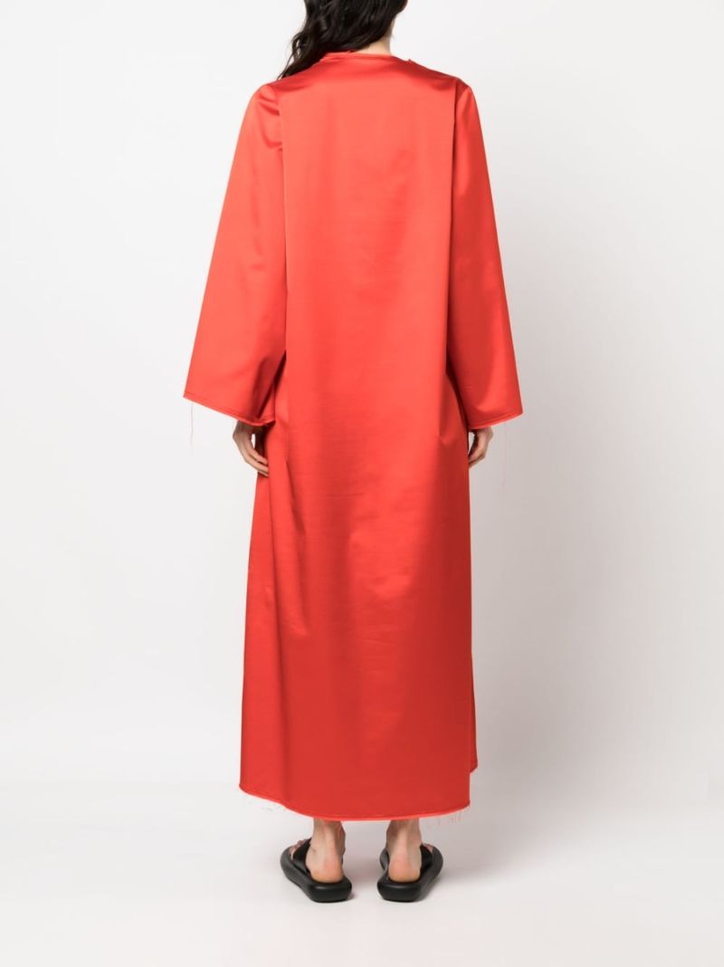 Orange Plunging U-neck Shift Dress