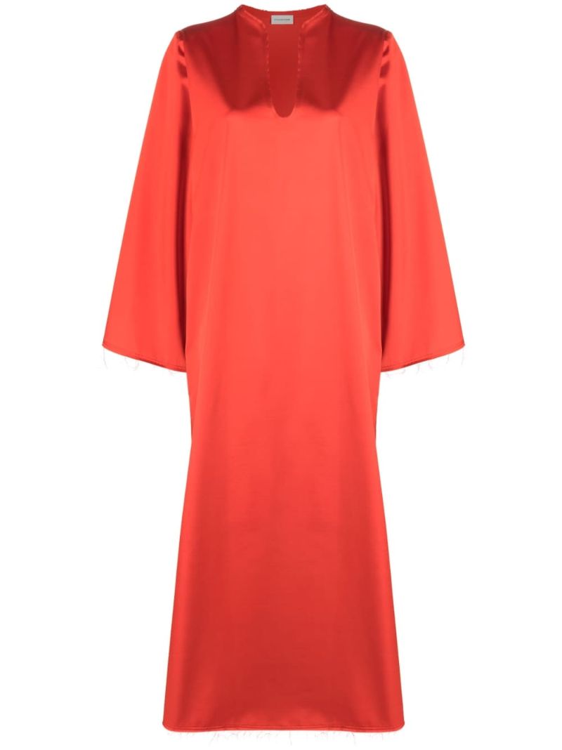 Orange Plunging U-neck Shift Dress