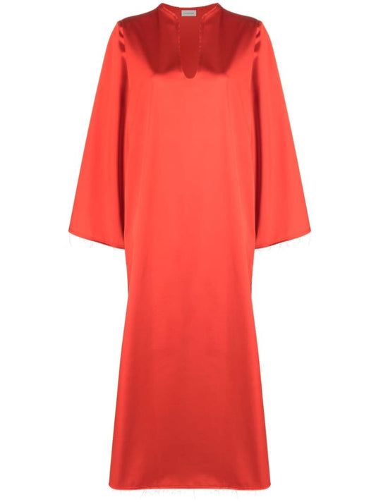Orange Plunging U-neck Shift Dress