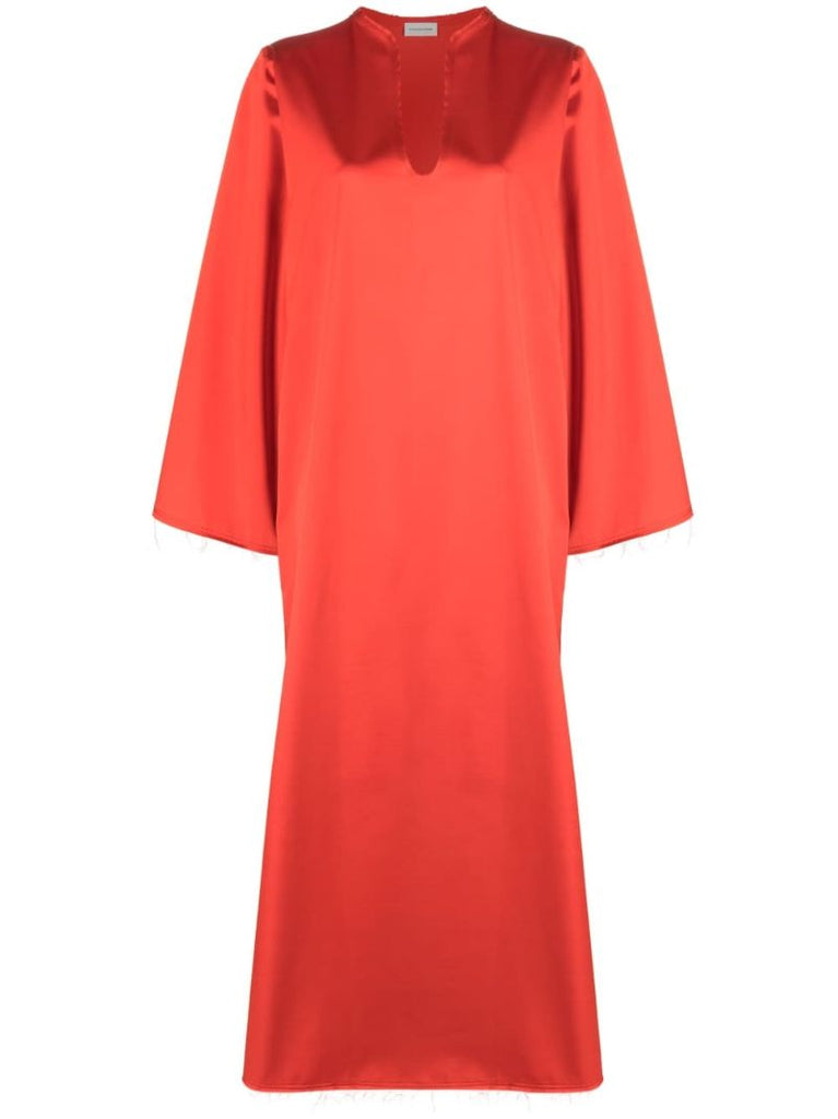 Orange Plunging U-neck Shift Dress
