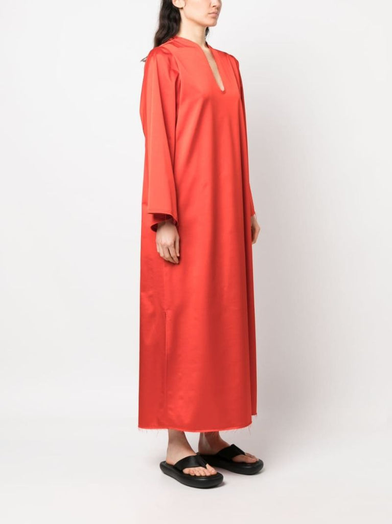 Orange Plunging U-neck Shift Dress