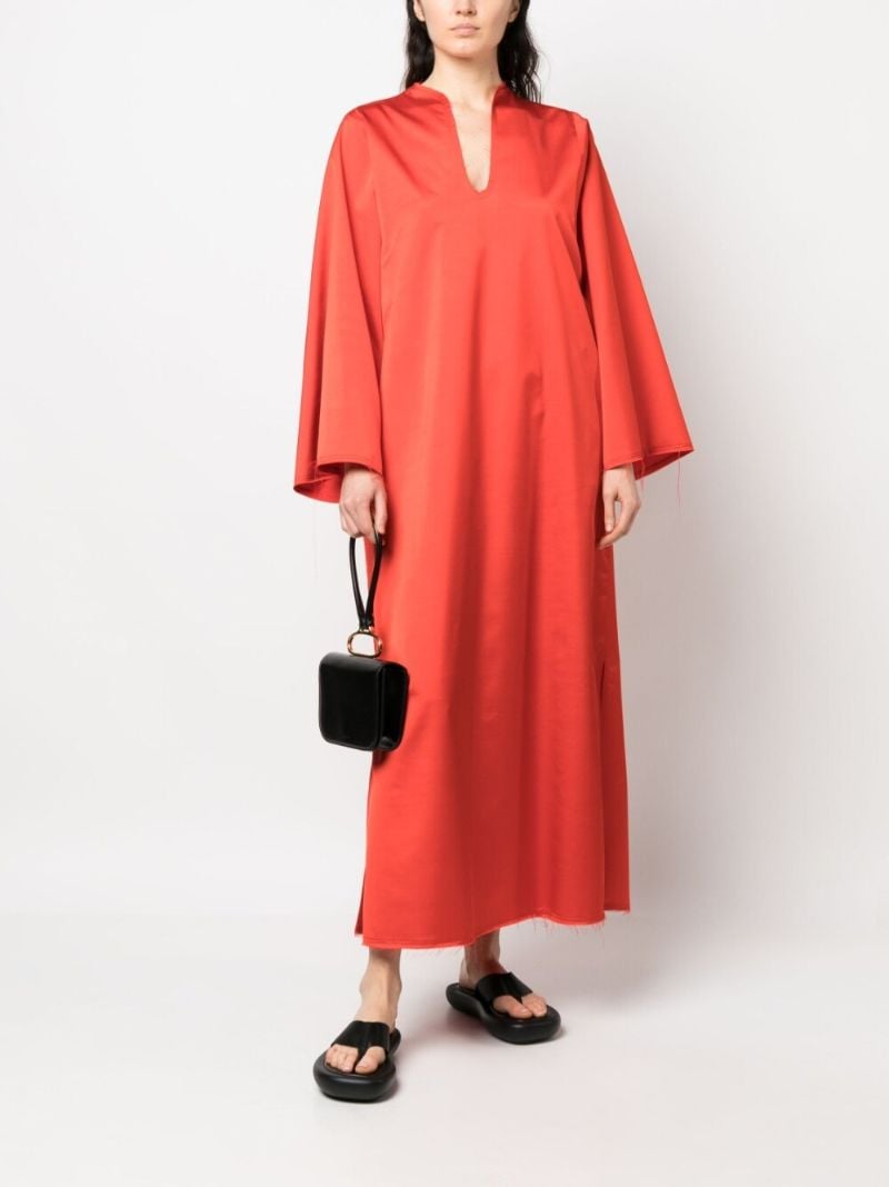 Orange Plunging U-neck Shift Dress